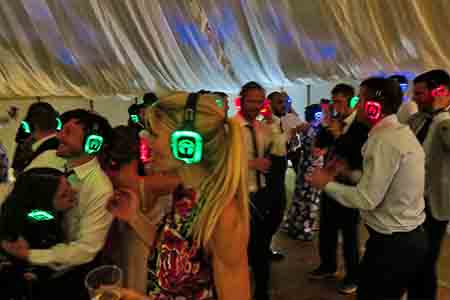 Silent disco in a marquee